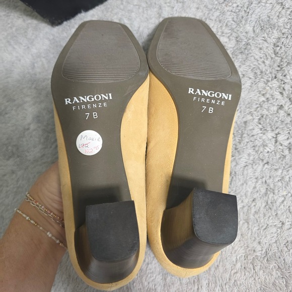 Rangoni‎ Firenze Camel Italian Suede Leather Square Toe Block Heel Pumps 7B NEW - Picture 5 of 6